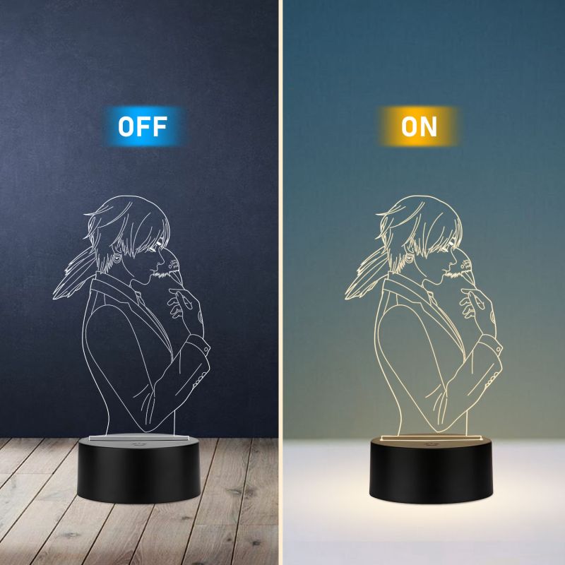 3D illusion Girl Anime Chrollo Lucifer Led Night Lamp with Warm White Color Gift For Girl Birthday